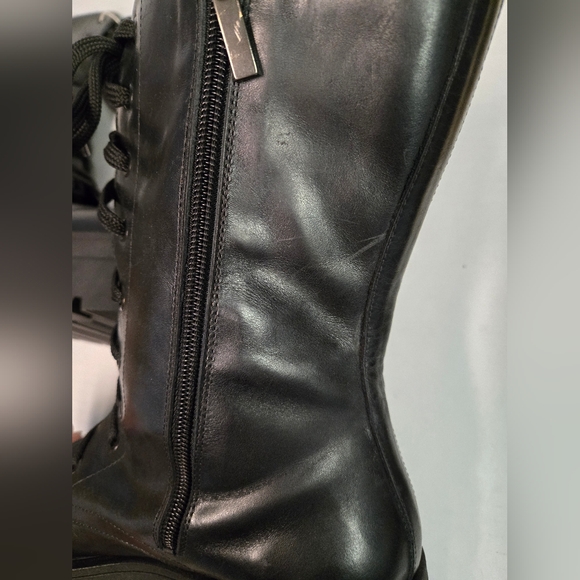 Nila & nila platform lace up woman's black boots size 40 combat grunge fall moto - Picture 7 of 17